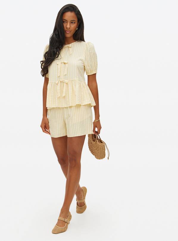 Yellow Stripe Seersucker Co-ord Shorts 22